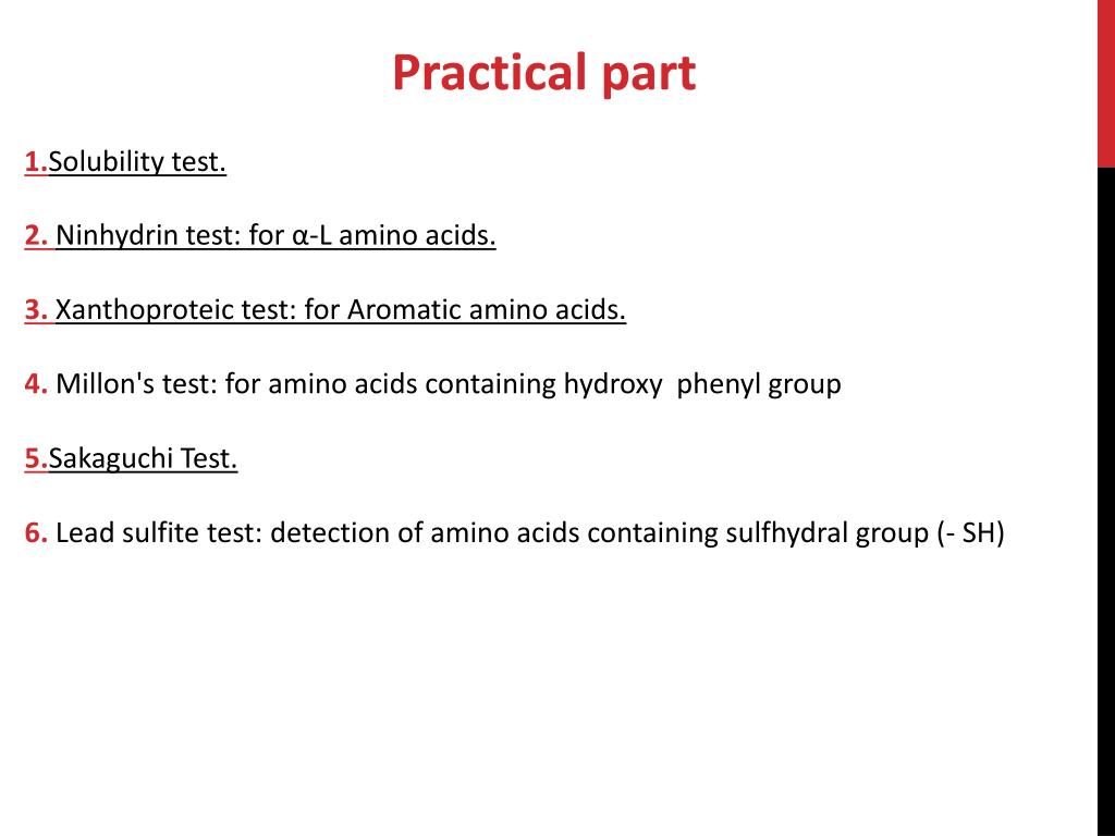 PPT AMINO ACIDS [QUALITATIVE TESTS] PowerPoint Presentation, free