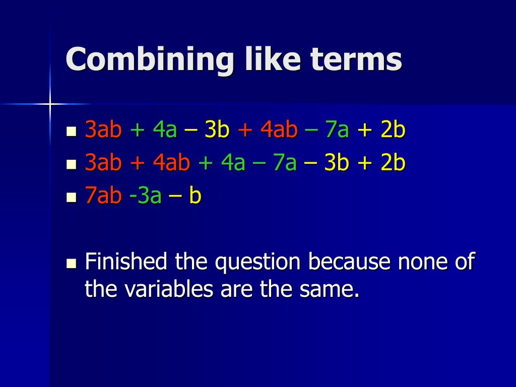 PPT Collecting Like Terms PowerPoint Presentation, free download ID