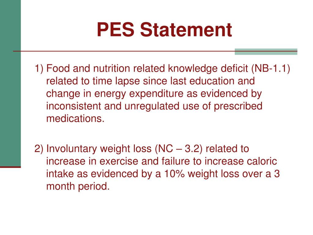 Writing PES Statement for New RDs Nutrition Cheat.