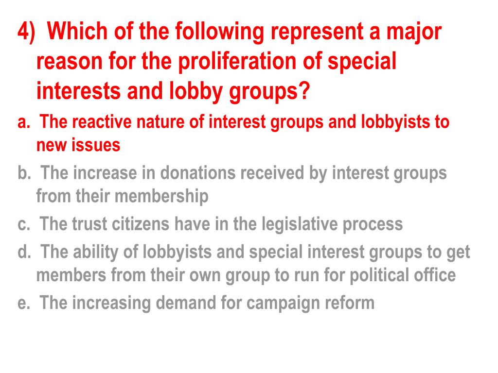 PPT Review Part 14 Special Interest Groups; Lobbyists and PACs