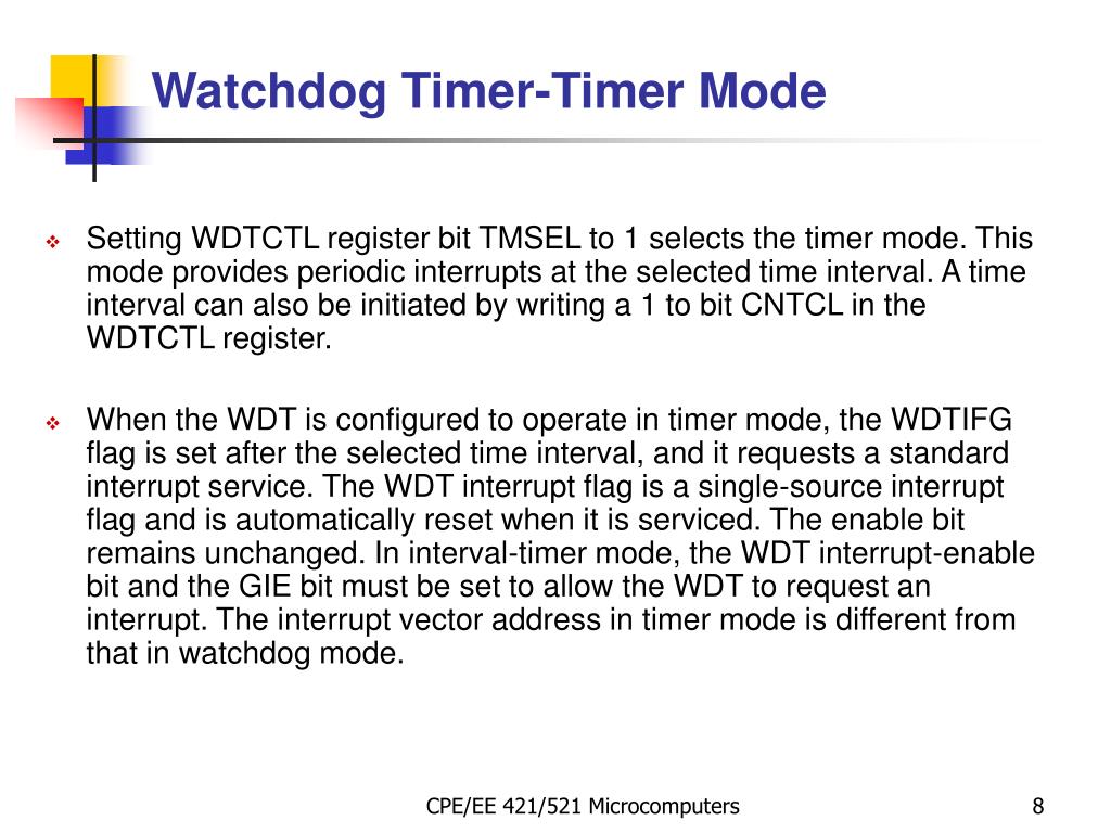 PPT MSP430 Watchdog Timer PowerPoint Presentation, free download