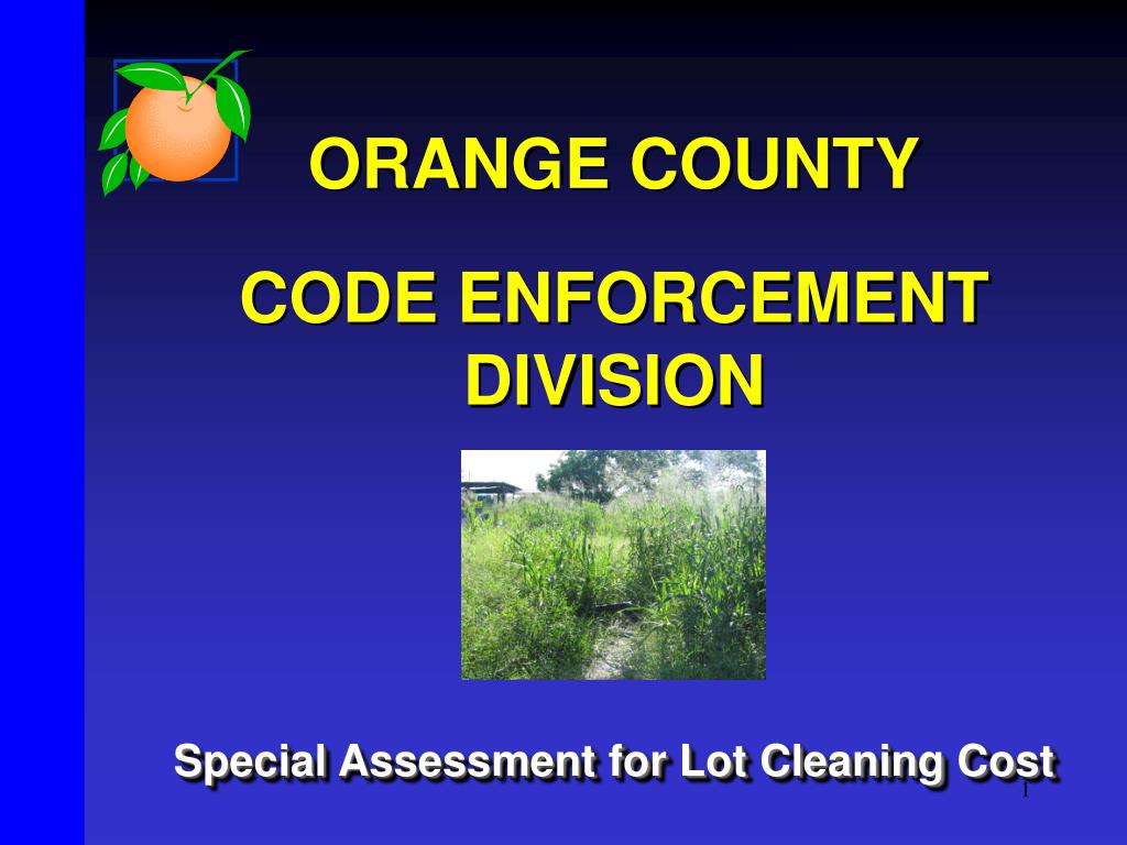PPT ORANGE COUNTY CODE ENFORCEMENT DIVISION Special Assessment for