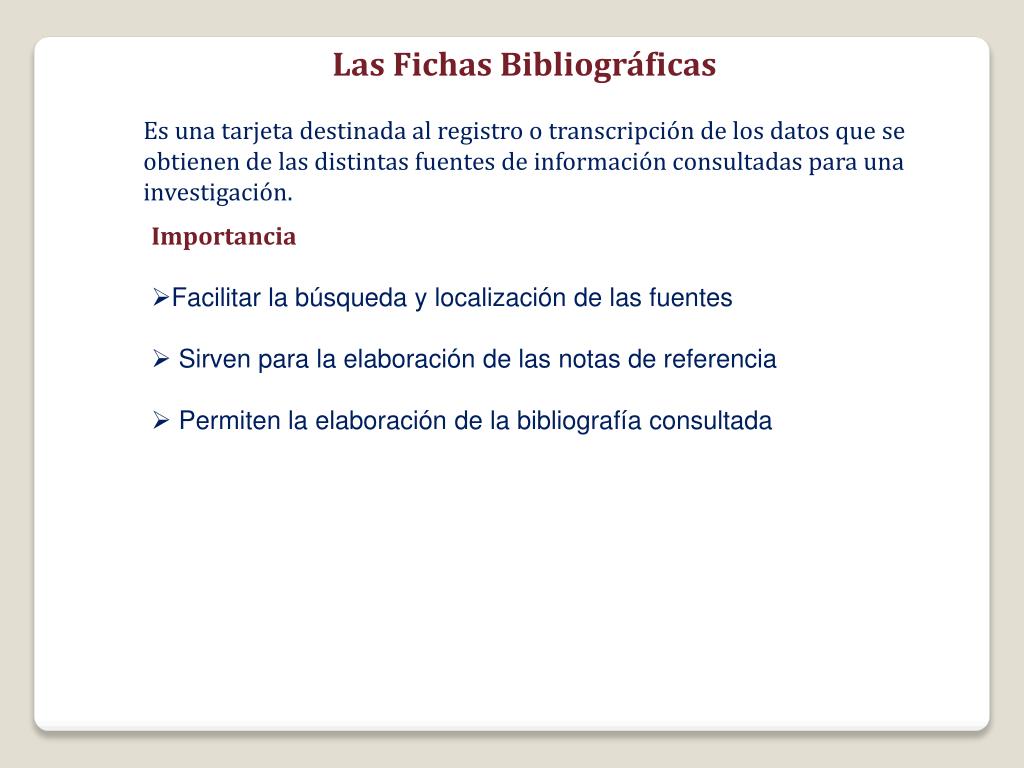 PPT Las Fichas Bibliográficas PowerPoint Presentation