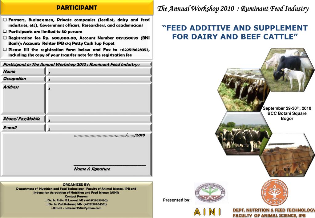 PPT ORGANIZED BY Department of Nutrition and Feed Technology