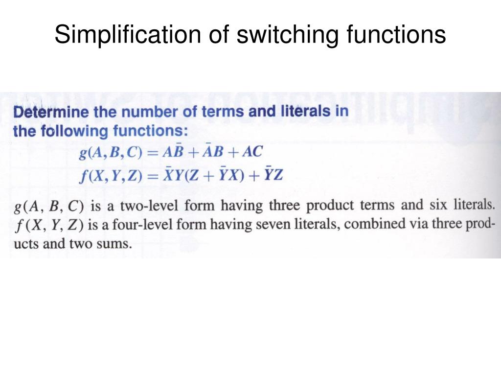 PPT Simplification of switching functions PowerPoint Presentation