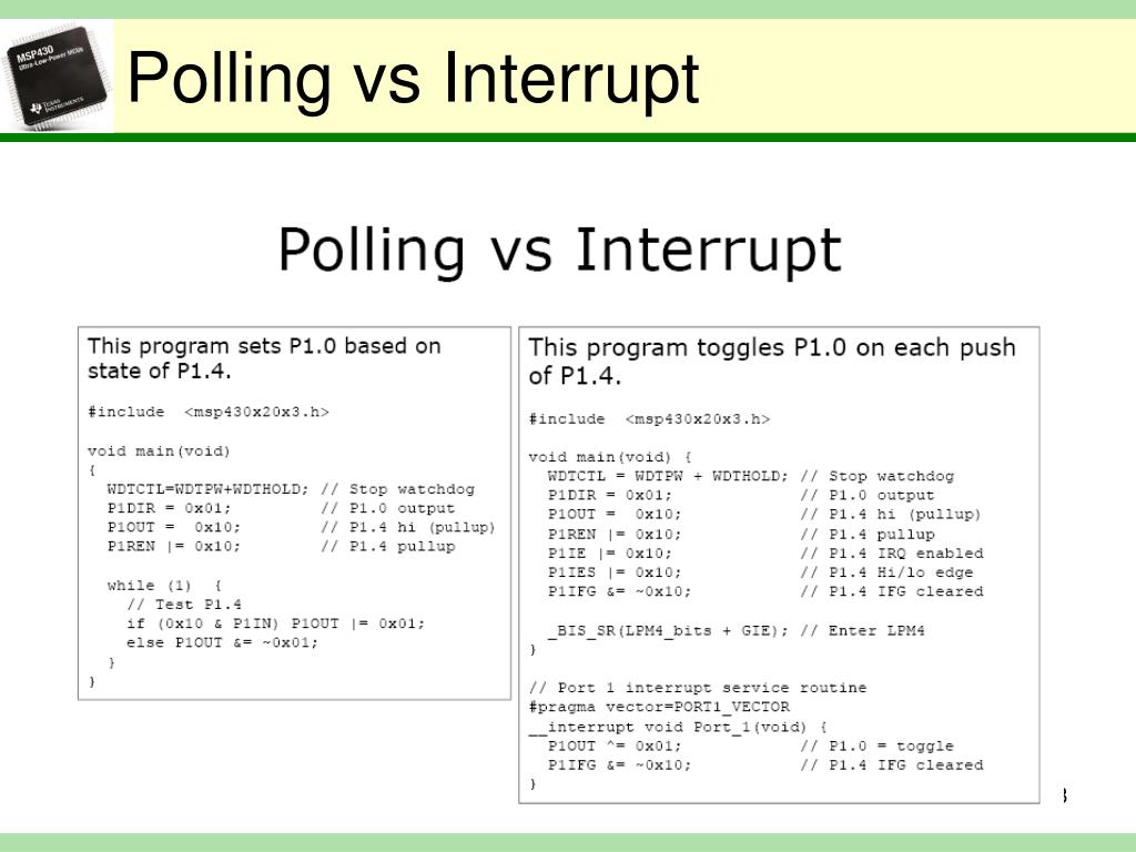PPT TI MSP430 Polling, Interrupts, ISRs PowerPoint Presentation, free