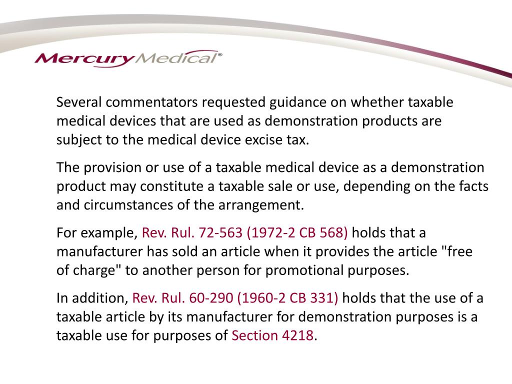 PPT IRS Proposed Rule Medical Device Tax PowerPoint Presentation