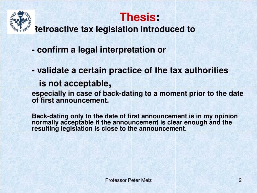 PPT Retroactivity in Legislation PowerPoint Presentation, free