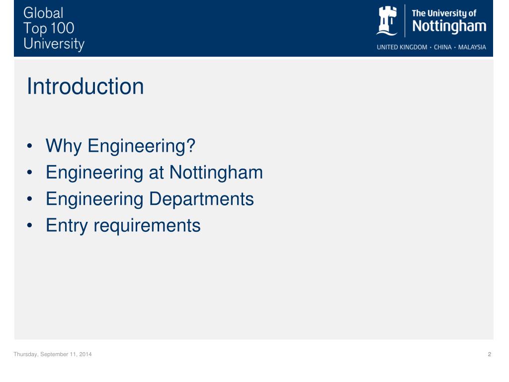 PPT Engineering at The University of Nottingham PowerPoint
