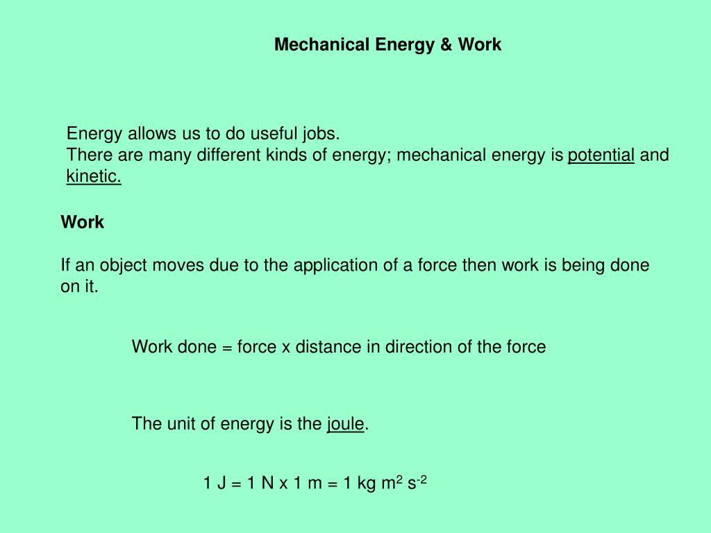 PPT Mechanical Energy & Work PowerPoint Presentation, free download
