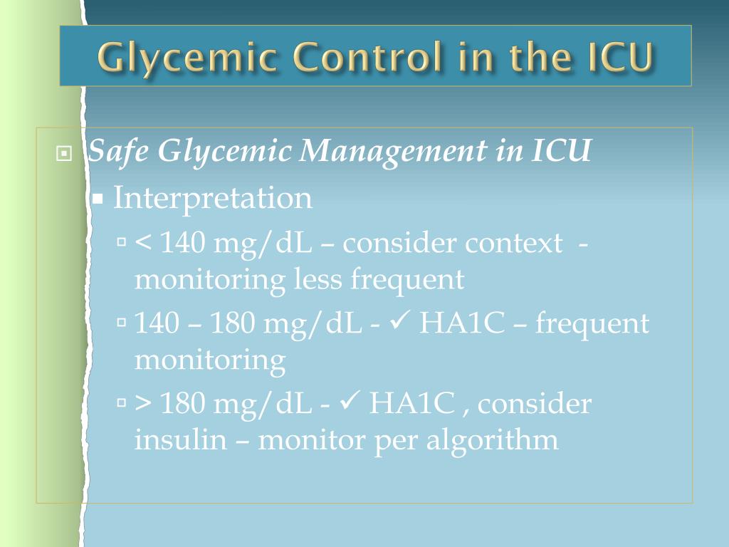 PPT Glycemic Control in the ICU PowerPoint Presentation, free