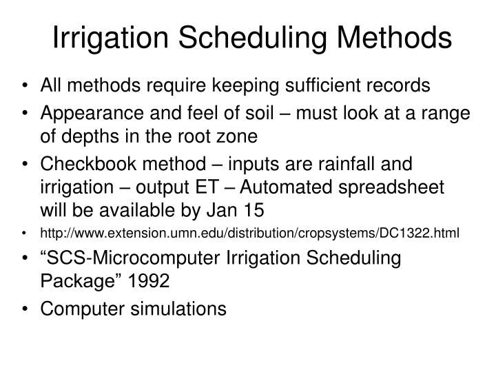 Checkbook Method Of Irrigation Scheduling