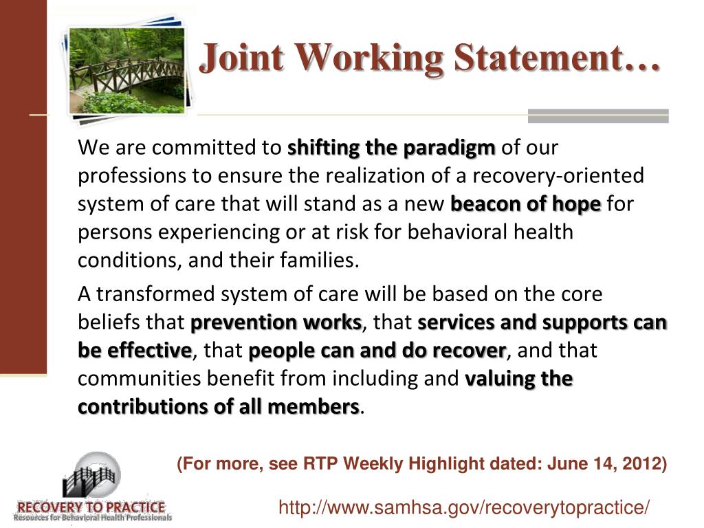 PPT Recovery to Practice Achieving the Vision PowerPoint