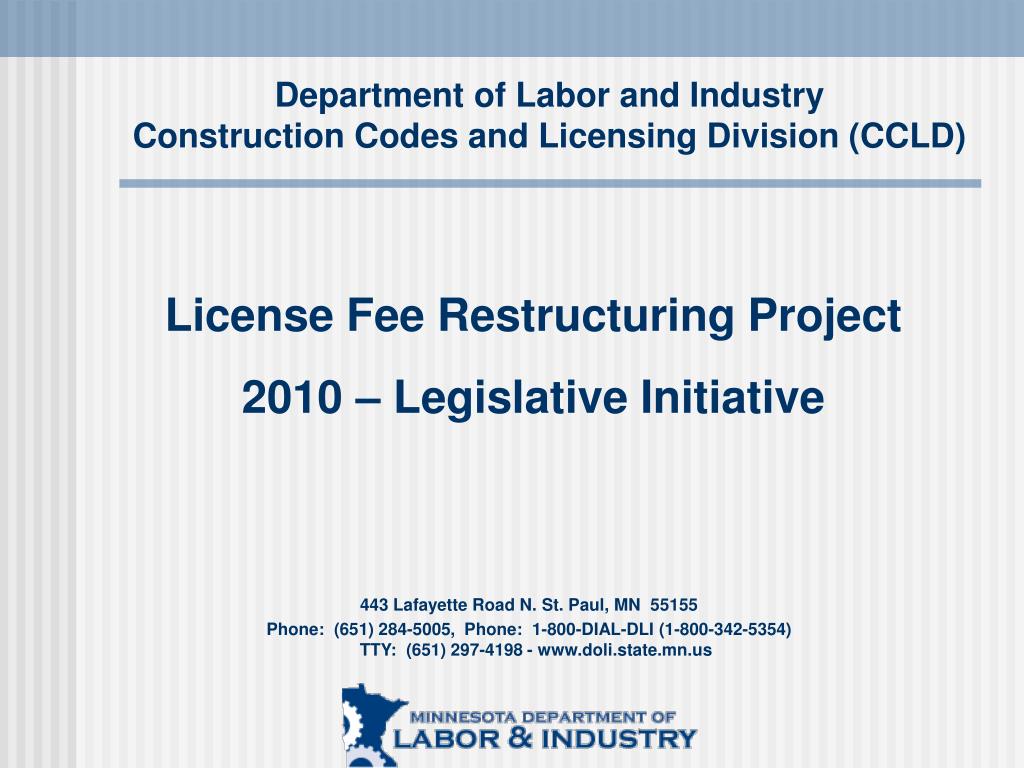 PPT Department of Labor and Industry Construction Codes and Licensing