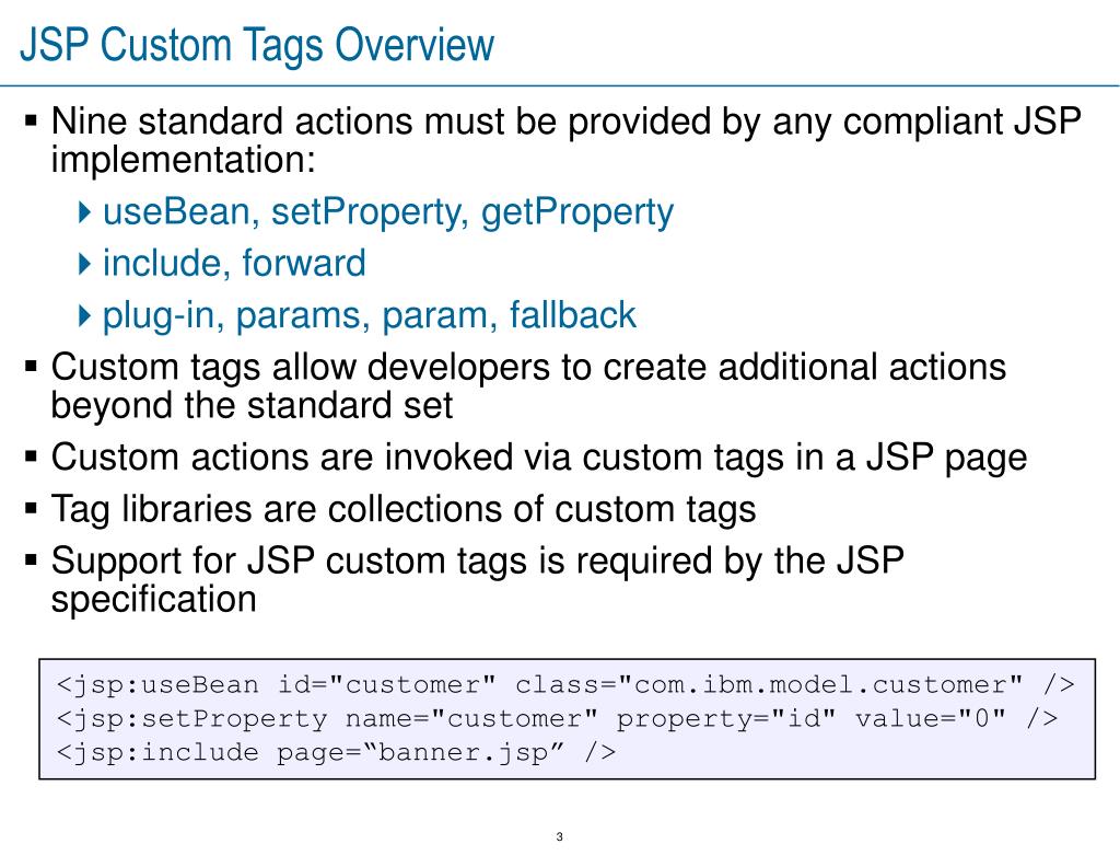 PPT JSP Custom Tags PowerPoint Presentation, free download ID4285891
