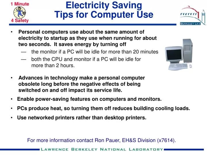 PPT Electricity Saving Tips for Computer Use PowerPoint Presentation