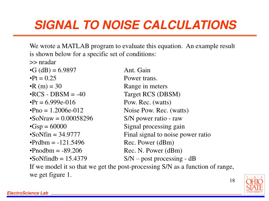 PPT SIGNAL TO NOISE RATIO CALCULATIONS FOR NOISE RADAR PowerPoint