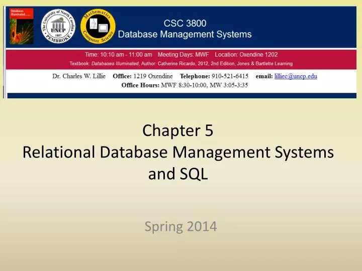 PPT Chapter 5 Relational Database Management Systems and SQL