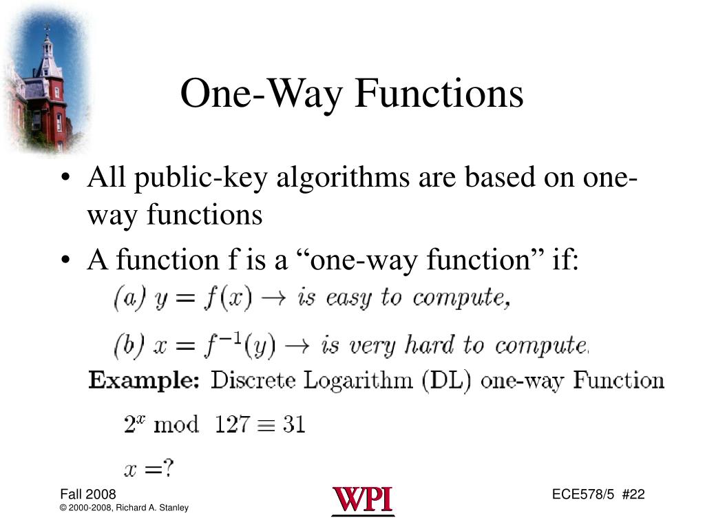 PPT ECE578 Cryptography 5 Hash Functions, Asymmetric Cryptography