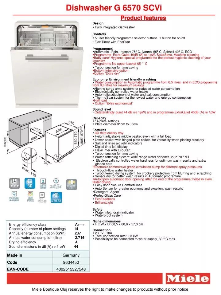 PPT Dishwasher G 6570 SCVi PowerPoint Presentation, free download