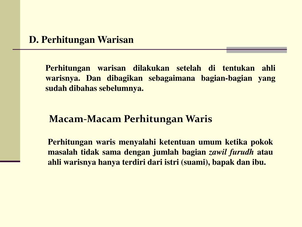 PPT Standar Kompetensi Memahami H ukum I slam tentang Waris
