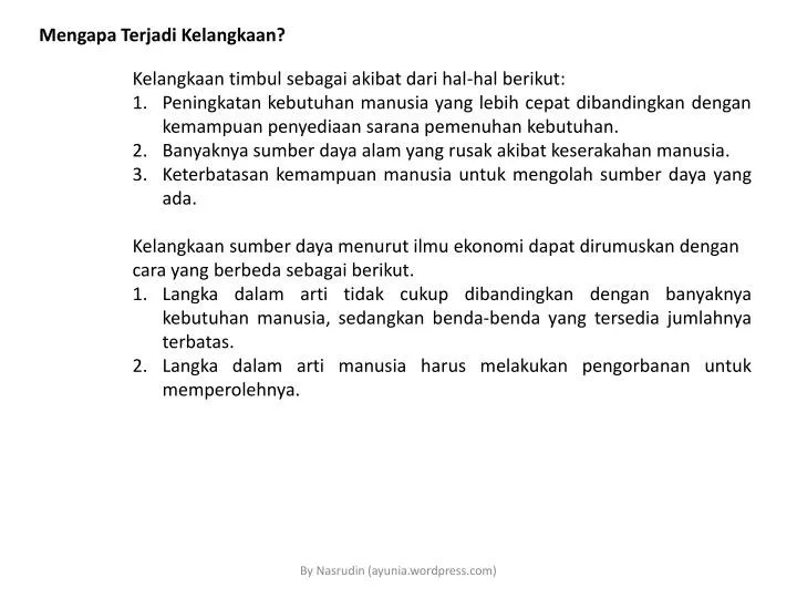PPT Mengapa Terjadi Kelangkaan? PowerPoint Presentation, free