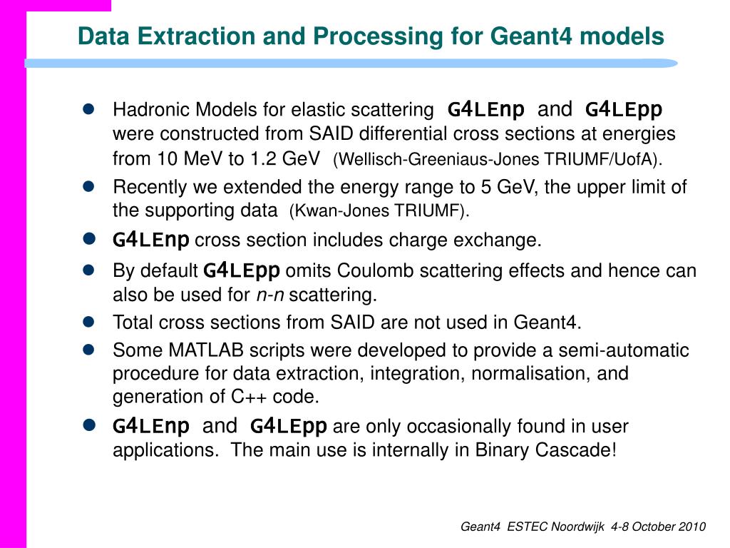 PPT The SAID Database, Cross Sections, and Geant4 Models PowerPoint Presentation ID4310147