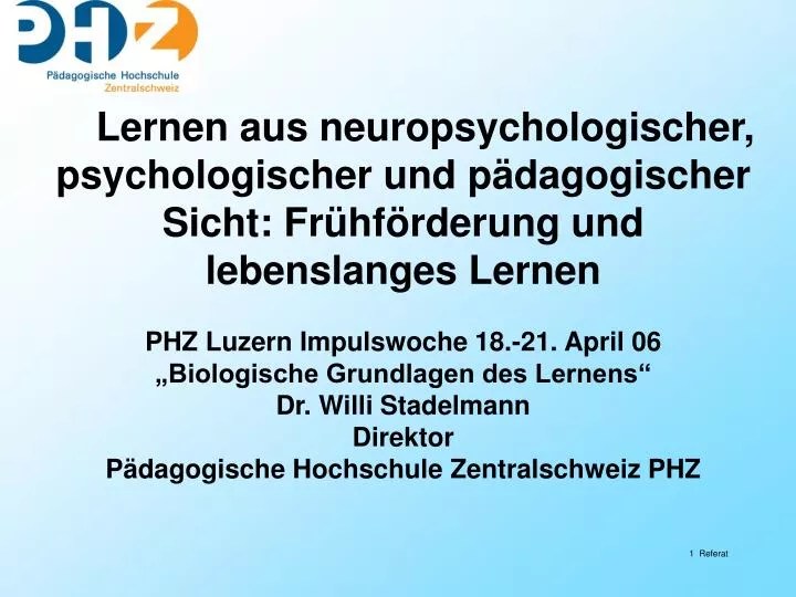 PPT Lernen aus neuropsychologischer, psychologischer und