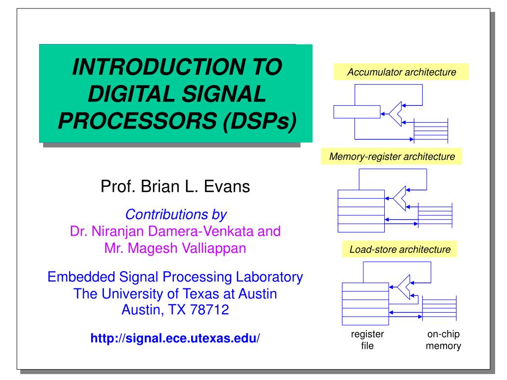 PPT INTRODUCTION TO DIGITAL SIGNAL PROCESSORS (DSPs) PowerPoint Presentation ID4314855