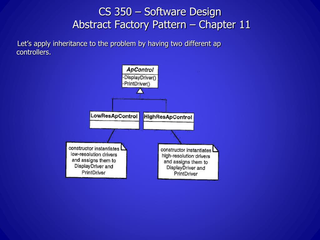 PPT CS 350 Software Design Abstract Factory Pattern Chapter 11