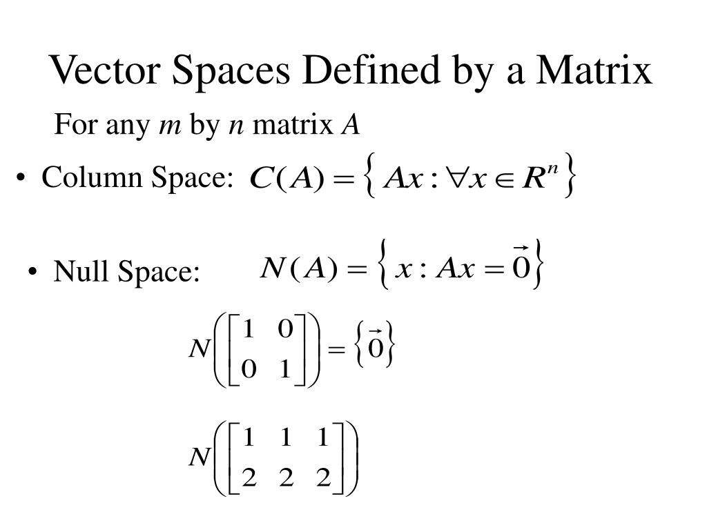 PPT Lecture 9 Symmetric Matrices Subspaces and Nullspaces PowerPoint