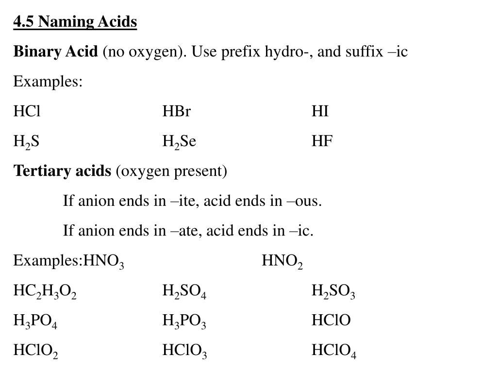 PPT Chapter 4 Nomenclature 4.1 Naming Compounds that contain a Metal