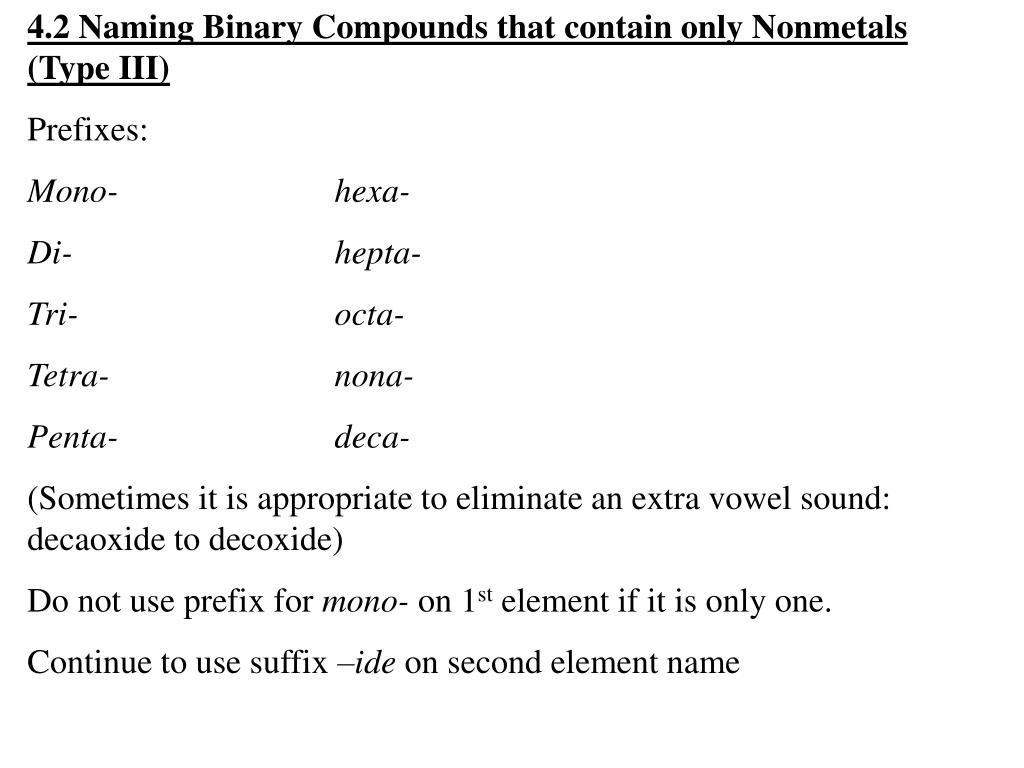 PPT Chapter 4 Nomenclature 4.1 Naming Compounds that contain a Metal