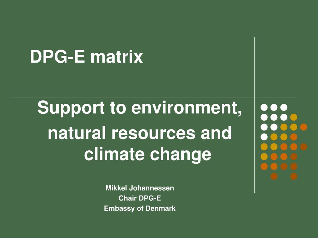 PPT DPGE matrix Support to environment, natural resources and