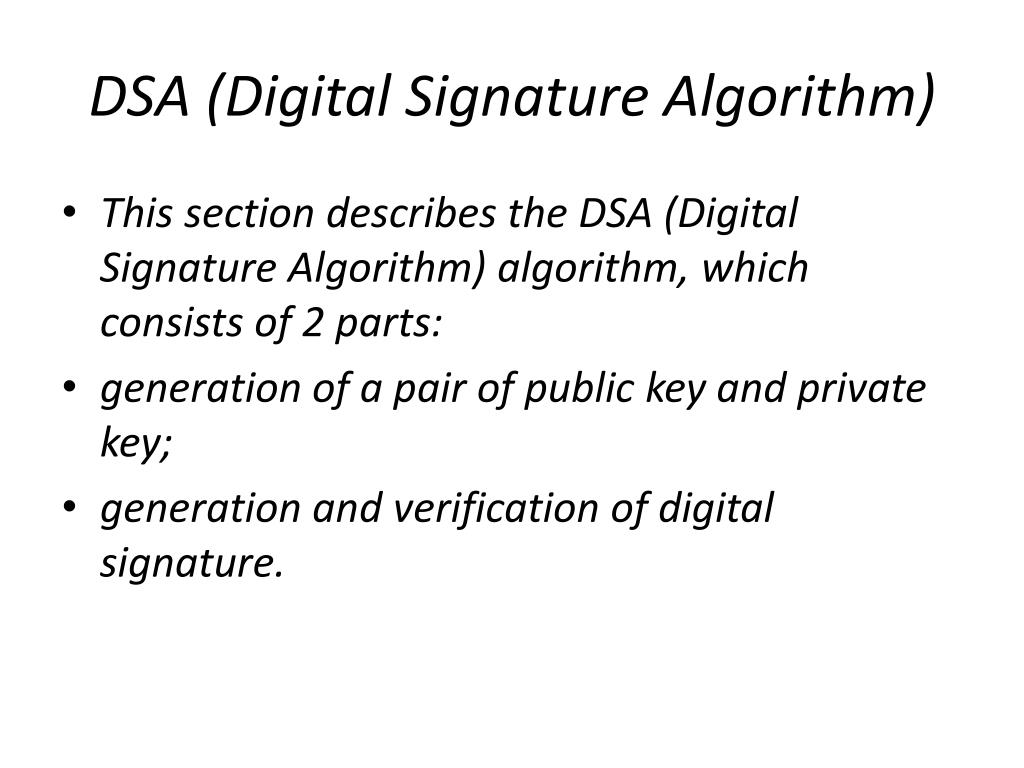 PPT DSA (Digital Signature Algorithm) PowerPoint Presentation, free