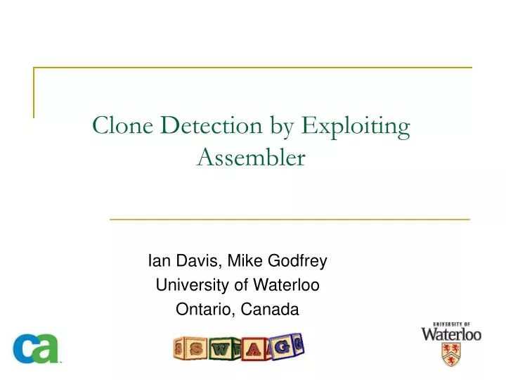 PPT Clone Detection by Exploiting Assembler PowerPoint Presentation