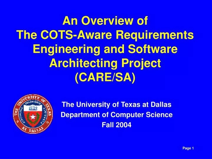 PPT An Overview of The COTSAware Requirements Engineering and