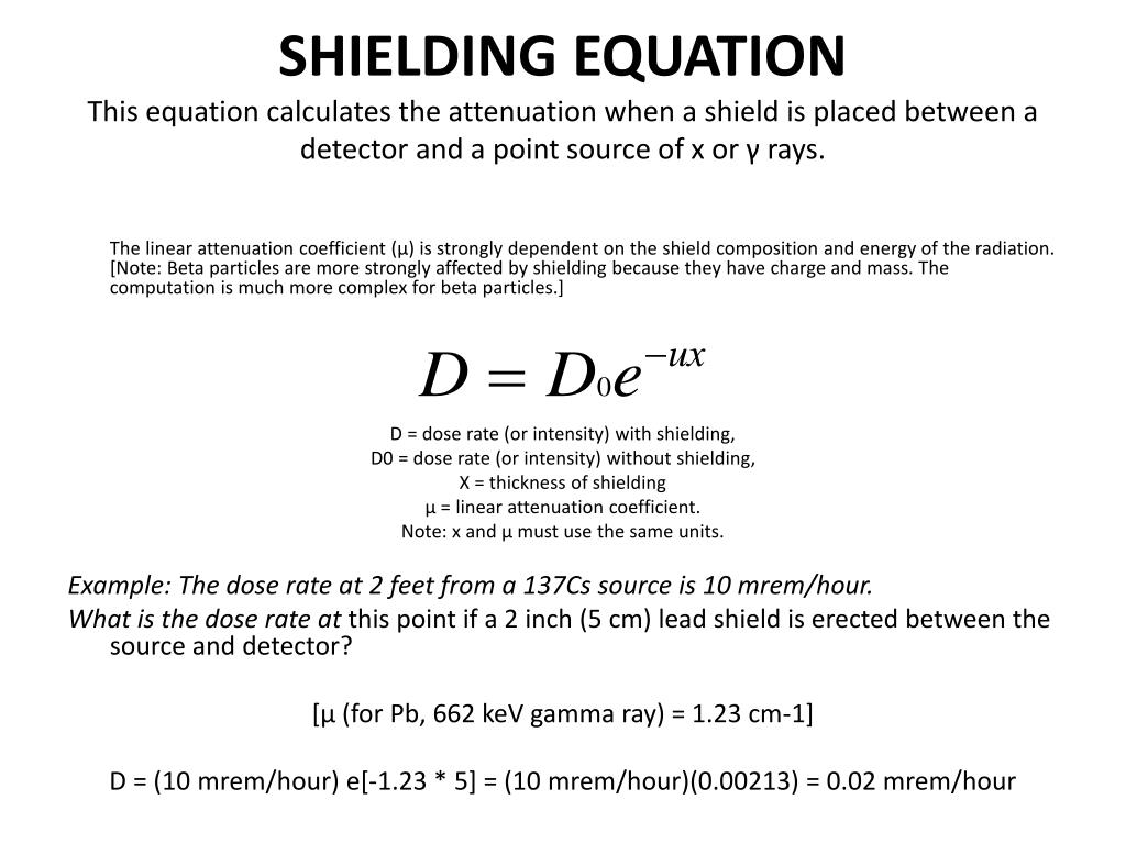 PPT EQUATIONS USEFUL FOR RADIATION SAFETY PowerPoint Presentation