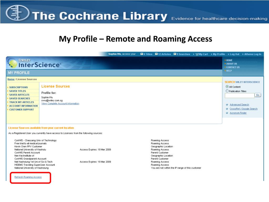 PPT THE COCHRANE LIBRARY ON WILEY INTERSCIENCE PowerPoint