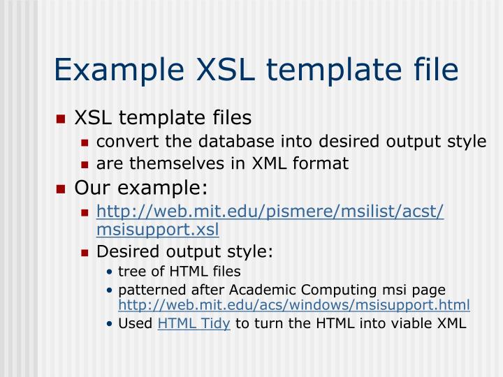 PPT MSI Information using XML, XSLT, & CVS PowerPoint Presentation
