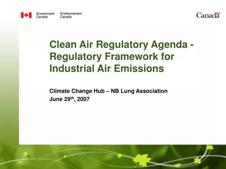 PPT Clean Air Regulatory Agenda Regulatory Framework for Industrial
