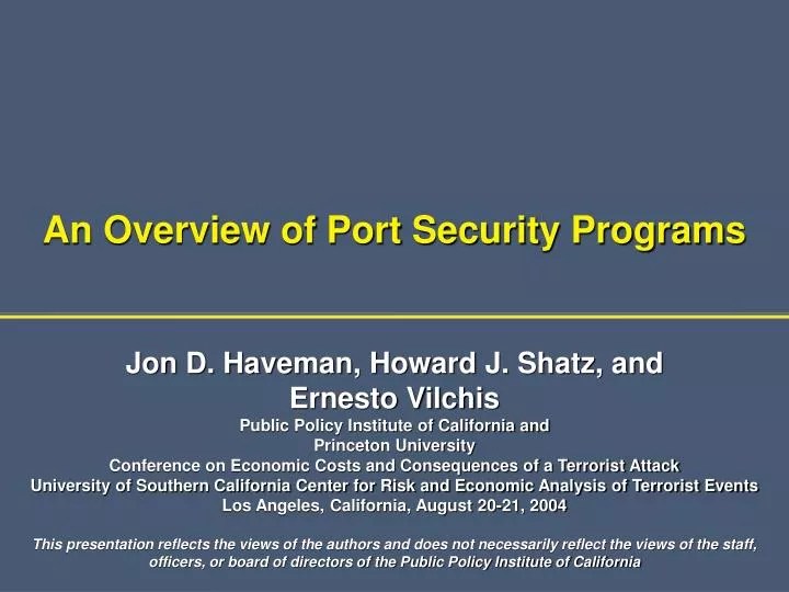 PPT An Overview of Port Security Programs PowerPoint Presentation