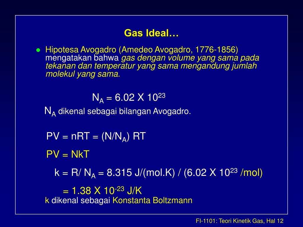 PPT FI1101 Kuliah 13 TEORI GAS PowerPoint