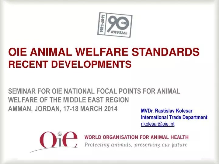 PPT OIE Animal welfare standards recent developments PowerPoint