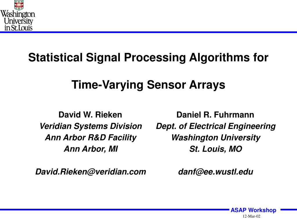 PPT Statistical Signal Processing Algorithms for TimeVarying Sensor