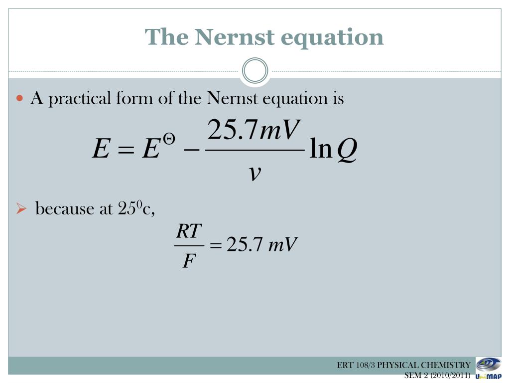 PPT ERT 108 PHYSICAL CHEMISTRY Equilibrium Electrochemistry