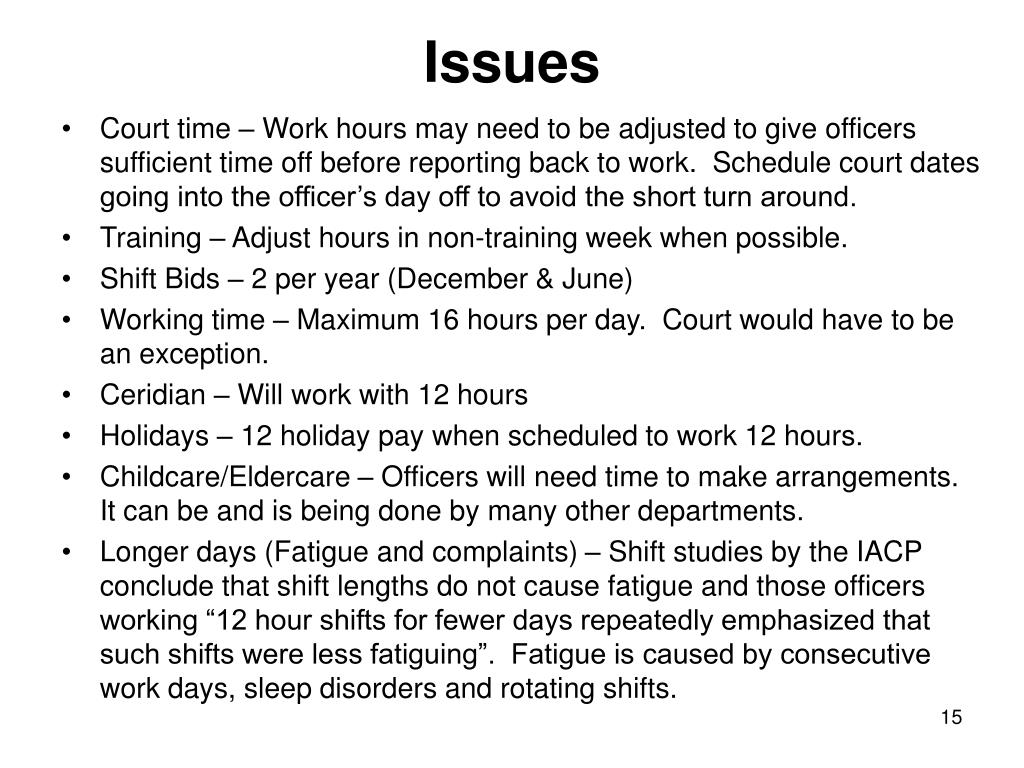 PPT 12 Hour Shift Proposal MWAA Police IAD Station PowerPoint