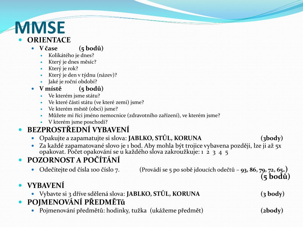 Mini‑Mental State Examination – česká normativní studie NUDZ