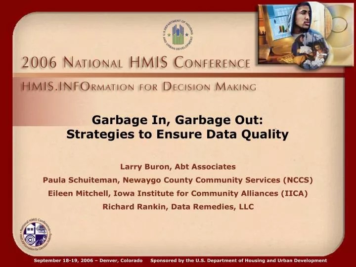 PPT Garbage In, Garbage Out Strategies to Ensure Data Quality
