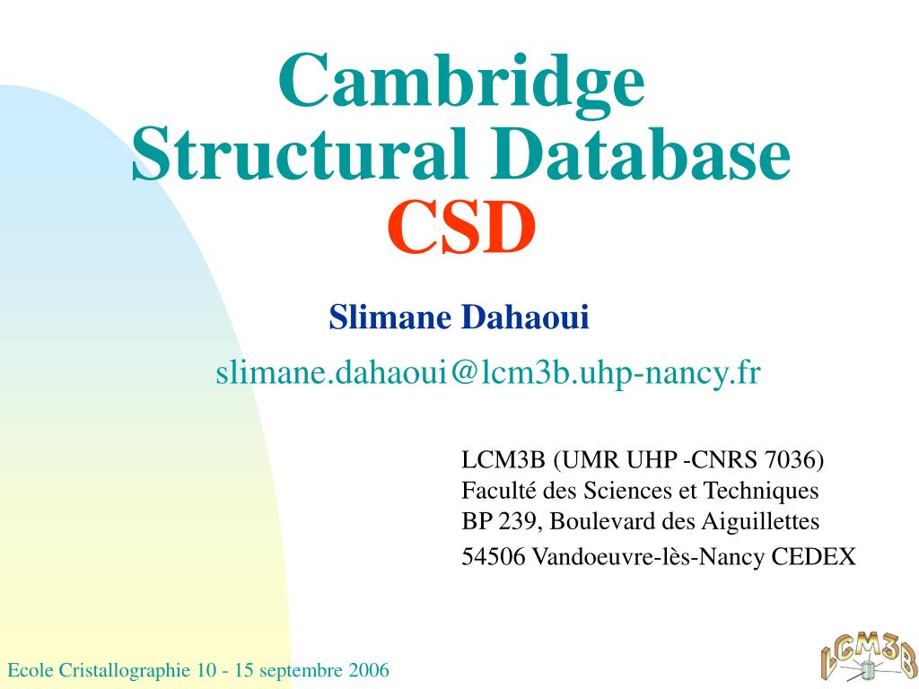 PPT Cambridge Structural Database CSD PowerPoint Presentation, free